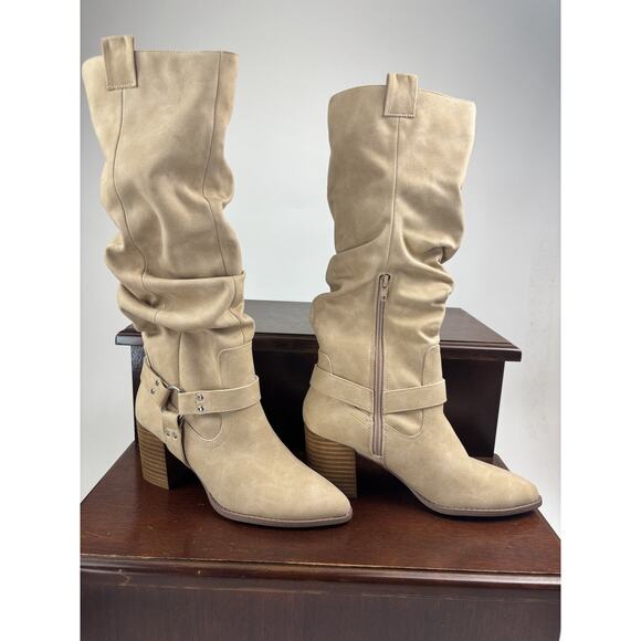 Dolce Vita Womens Beige Tris Knee High Block Heeled Booties Size US 8 - Picture 2 of 15